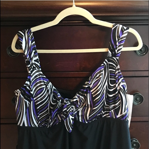 🌟4xHP🌟Robby Len Knot Front Plus Swimsuit 22W - Picture 2 of 6